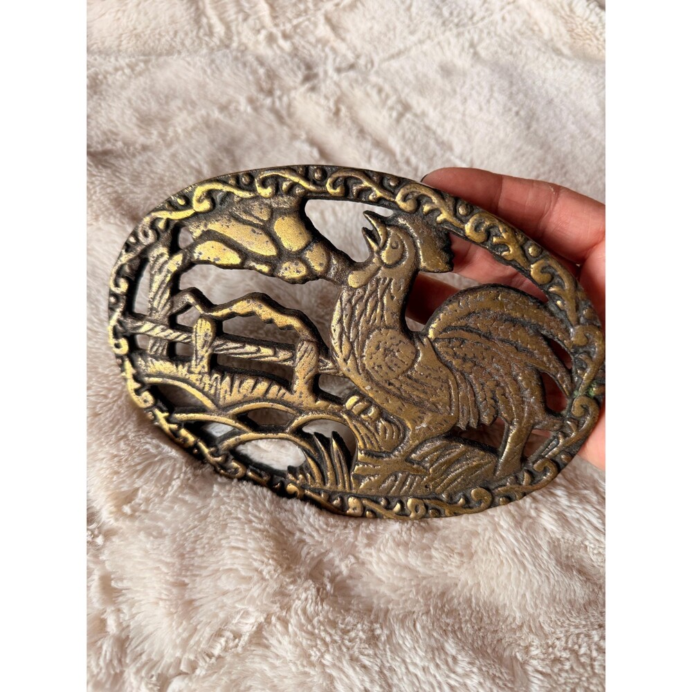 Brass Chicken or Rooster Trivet | Wall Decor